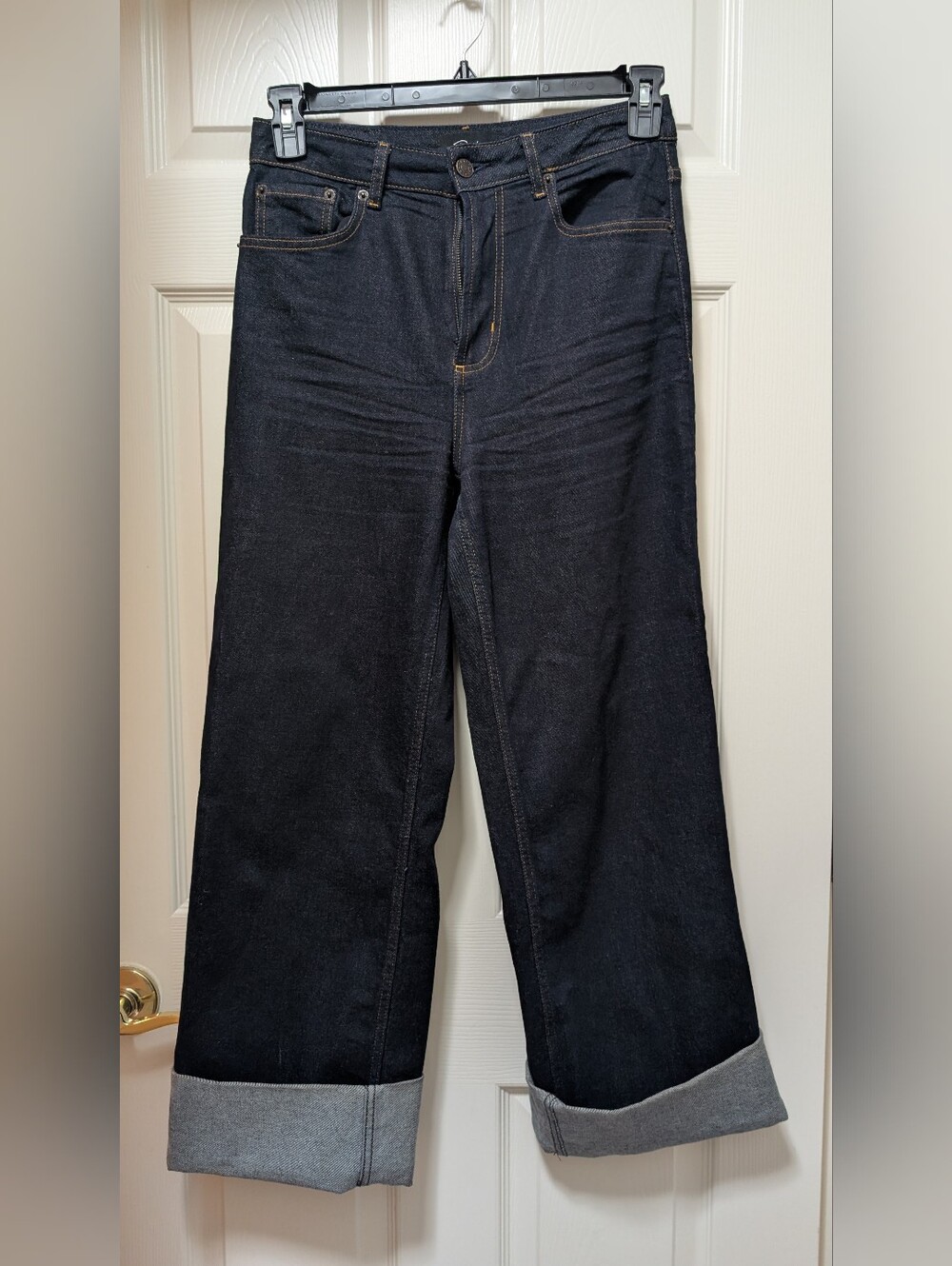 Rails The Getty Jeans High Rise Wide Leg Cuffed Hem Size 26 Dark Wash Denim Blue